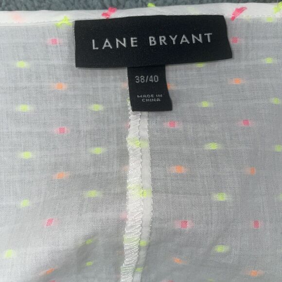 Lane Bryant Blouse Womens 38 White Pullover Short Sleeve V Neck Elastic Waist - Picture 5 of 10